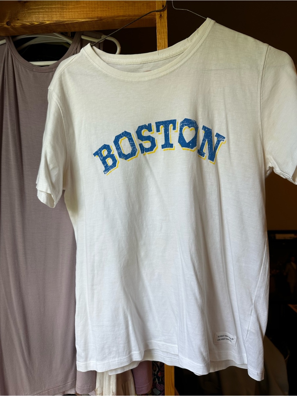 Life Is Good Women's White Tee with Boston Logo